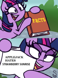 Size: 760x1015 | Tagged: safe, twilight sparkle, alicorn, pony, g4, exploitable meme, facts, female, image macro, mare, meme, twilight sparkle (alicorn), twilight's fact book