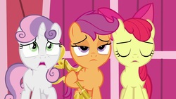 Size: 1920x1080 | Tagged: safe, screencap, apple bloom, scootaloo, sweetie belle, pony, g4, the last crusade, cutie mark crusaders, key to the city