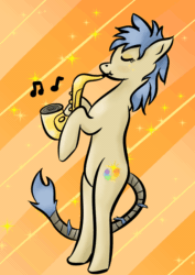 Size: 1754x2480 | Tagged: safe, artist:dumbprincess, oc, oc:frizzy brush, earth pony, pony, animated, animated background, epic sax guy, epic sax pony, eyes closed, gif, music, musical instrument, saxophone, simple background, solo, standing