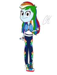 Size: 2250x3000 | Tagged: safe, artist:crispykreme, rainbow dash, equestria girls, g4, cartoon, converse, cute, dashabetes, female, high res, looking at you, shoes, sneakers, solo, standing