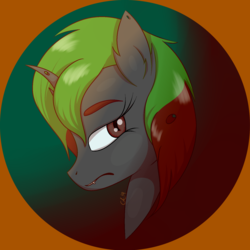 Size: 1656x1656 | Tagged: safe, artist:luxsimx, oc, oc only, oc:queen mira, changeling, pony, changeling oc, ear fluff, horn, icon, looking at you, solo