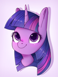 Size: 1829x2406 | Tagged: safe, artist:kimjimisarty, twilight sparkle, pony, g4, bust, cute, female, gradient background, looking up, mare, portrait, simple background, smiling, solo, three quarter view, twiabetes