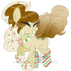 Size: 400x400 | Tagged: safe, artist:cherri-crimzon, oc, oc only, oc:peppermint hot cocoa, original species, pond pony, pony, clothes, deviantart watermark, female, mare, obtrusive watermark, simple background, socks, solo, transparent background, watermark