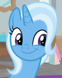 Size: 680x853 | Tagged: safe, screencap, trixie, pony, unicorn, a horse shoe-in, g4, cropped, cute, diatrixes, female, mare, smiling, solo, trixie is best pony, when she smiles