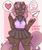 Size: 1250x1500 | Tagged: safe, artist:pandasayori, oc, oc only, oc:marble sketch, hybrid, unicorn, anthro, anthro oc, clothes, cute, dreadlocks, female, floating heart, garter belt, garters, heart, miniskirt, paper airplane, pink, pleated skirt, simple background, skirt, solo