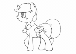 Size: 1400x1000 | Tagged: safe, artist:spritepony, oc, oc only, oc:sprite, alicorn, pony, alicorn oc, animated, diaper, diaper fetish, female, fetish, gif, lineart, non-baby in diaper, simple background, sketch, solo, walking, white background