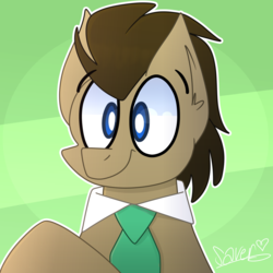 Size: 2000x2000 | Tagged: safe, artist:saveraedae, doctor whooves, time turner, earth pony, pony, g4, bust, high res, male, necktie, portrait, simple background, smiling, solo, stallion