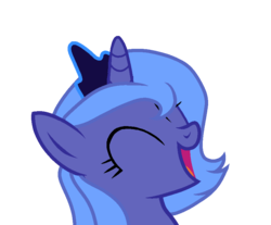 Size: 884x733 | Tagged: safe, artist:rainbow eevee, princess luna, pony, g4, bust, crown, cute, eyes closed, female, filly, filly luna, happy, jewelry, lunabetes, open mouth, regalia, simple background, smiling, solo, transparent background, woona, younger