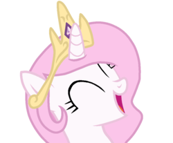 Size: 884x733 | Tagged: safe, artist:rainbow eevee, princess celestia, alicorn, pony, g4, ^^, bust, crown, cute, eyes closed, female, filly, filly celestia, happy, jewelry, open mouth, pink-mane celestia, regalia, simple background, solo, transparent background, young, young celestia, younger