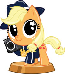 Size: 2865x3291 | Tagged: safe, artist:phucknuckl, budge studios, part of a set, applejack, earth pony, pony, g4, my little pony pocket ponies, 80s, boombox, clothes, cute, female, high res, jackabetes, mare, medallion, retro, retro applejack, simple background, solo, transparent background