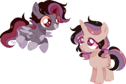 Size: 529x353 | Tagged: dead source, safe, artist:moon-rose-rosie, oc, oc only, oc:alexander taylor, oc:jisoo lalisa rose jennie, pegasus, pony, unicorn, base used, closed mouth, coat markings, colored wings, colored wingtips, colt, facial markings, female, filly, flying, golden eyes, hoof polish, horn, male, pale belly, pegasus oc, pigtails, pink eyes, simple background, smiling, snip (coat marking), socks (coat markings), standing, transparent background, unicorn oc, wings