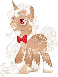 Size: 1280x1687 | Tagged: safe, artist:mintoria, oc, oc only, oc:gingerbread icing, pony, unicorn, bowtie, male, solo, stallion