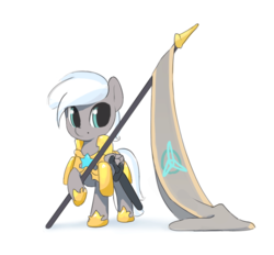 Size: 800x742 | Tagged: safe, artist:littleskponfur, pegasus, pony, armor, flag, guard, looking at you, simple background, sword, weapon, white background, ych result