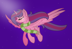 Size: 1733x1181 | Tagged: safe, artist:darbypop1, oc, oc only, oc:alyssa rice, alicorn, pegasus, pony, base used, clothes, crying, female, mare, night, scarf, solo