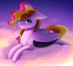 Size: 2753x2502 | Tagged: safe, artist:oliviine, oc, oc only, oc:surprise fire, pegasus, pony, cloud, female, high res, mare, prone, solo