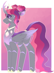 Size: 688x928 | Tagged: safe, artist:sweetie-drawz, oc, oc only, oc:lady pink-bug, changedling, changeling, female, solo