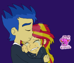 Size: 1024x879 | Tagged: safe, artist:stella-exquisa, flash sentry, sunset shimmer, equestria girls, g4, crying, cute, diasentres, female, male, sad, sadorable, shimmerbetes, ship:flashimmer, shipping, straight, sweet dreams fuel