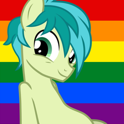 Size: 500x500 | Tagged: safe, artist:frownfactory, editor:prideponies, sandbar, pony, g4, cute, headcanon, implied gallbar, lgbt headcanon, pride, pride flag, sandabetes, sexuality headcanon