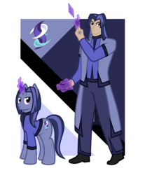 Size: 4800x5800 | Tagged: safe, artist:deroach, oc, oc:dream writer, human, unicorn, equestria project humanized, abstract background, clothes, coat, cutie mark, duo, duo male, fanfic, fanfic art, humanized, long hair, magic, male, shirt, show accurate, simple background, stallion, transparent background