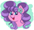 Size: 2475x2160 | Tagged: safe, artist:cadetredshirt, derpibooru exclusive, petunia petals, earth pony, pony, g4, my little pony: rainbow roadtrip, bust, female, freckles, headband, high res, looking at you, mare, open mouth, smiling, solo, two toned mane