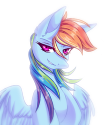 Size: 1866x2196 | Tagged: safe, artist:blue-black8raven, rainbow dash, pegasus, pony, g4, bust, cute, dashabetes, ear fluff, female, looking at you, mare, simple background, solo, spread wings, transparent background, wings