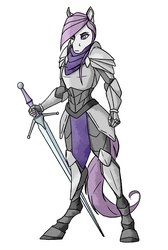 Size: 1342x2000 | Tagged: safe, artist:akweer, anthro, unguligrade anthro, armor, female, knight, mare, simple background, solo, sword, weapon, white background