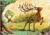 Size: 4000x2815 | Tagged: safe, artist:konsumo, the great seedling, deer, elk, going to seed, absurd file size, apple, apple tree, applejack's hat, cowboy hat, featured image, female, food, hat, intertwined trees, pear tree, scenery, scenery porn, solo, sweet apple acres, traditional art, tree