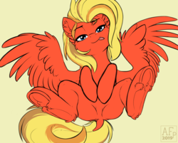 Size: 3959x3177 | Tagged: safe, alternate version, artist:airfly-pony, oc, oc only, oc:donya, pegasus, pony, rcf community, featureless crotch, female, high res, looking at you, solo