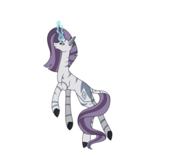 Size: 6803x6236 | Tagged: safe, artist:moonlight0shadow0, oc, oc only, oc:jasmine teff, hybrid, zebra, zebracorn, zony, icey-verse, ear piercing, earring, female, glowing horn, horn, interspecies offspring, jewelry, magical lesbian spawn, mare, offspring, parent:rarity, parent:zecora, parents:raricora, piercing, simple background, solo, transparent background