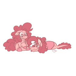 Size: 2000x2000 | Tagged: safe, artist:summer-cascades, cheese sandwich, pinkie pie, earth pony, pony, g4, female, flower, flower in hair, flower in mouth, high res, male, mare, mouth hold, ship:cheesepie, shipping, stallion, straight