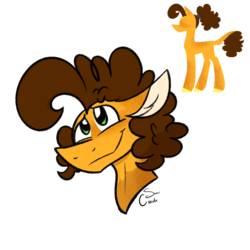 Size: 2048x2048 | Tagged: safe, artist:summer-cascades, cheese sandwich, earth pony, pony, g4, alternate design, freckles, high res, male, ponytail, smiling, solo