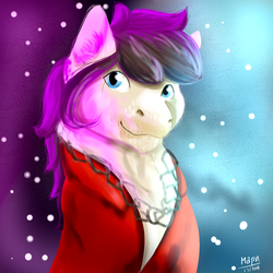 Size: 1500x1500 | Tagged: safe, artist:carmen artani, artist:euspuche, oc, oc only, earth pony, pony, bust, fluffy, looking at you, male, miguel caballero rojo, portrait