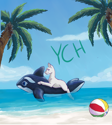 Size: 900x1000 | Tagged: safe, artist:flaming-trash-can, pony, beach, commission, your character here