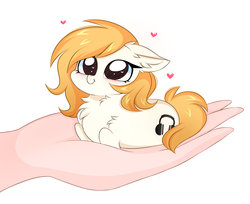 Size: 2988x2433 | Tagged: safe, artist:pesty_skillengton, oc, oc only, human, pony, chibi, cute, female, fluffy, hand, heart, heart eyes, high res, love, solo, wingding eyes