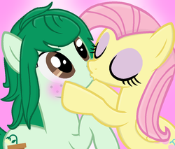 Size: 961x820 | Tagged: safe, artist:grapefruitface1, artist:infinitybases, fluttershy, wallflower blush, earth pony, pegasus, pony, g4, base used, blushing, female, flutterblush, kissing, lesbian, shipping, show accurate