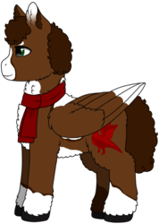 Size: 503x707 | Tagged: safe, artist:69beas, oc, oc only, oc:luke pineswood, pegasus, pony, chest fluff, clothes, coat markings, colored hooves, ear fluff, fluffy, hoof fluff, male, pinto, scarf, simple background, solo, stallion, transparent background