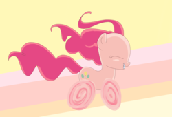 Size: 2175x1476 | Tagged: safe, artist:andromedasparkz, pinkie pie, earth pony, pony, g4, atg 2019, eyes closed, female, grin, mare, newbie artist training grounds, running, simple background, smiling, solo