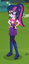 Size: 267x592 | Tagged: safe, screencap, sci-twi, twilight sparkle, equestria girls, g4, my little pony equestria girls: choose your own ending, the road less scheduled, the road less scheduled: micro chips, boots, clothes, cropped, female, geode of telekinesis, glasses, magical geodes, pantyhose, ponytail, shoes, skirt, smiling, solo