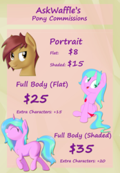 Size: 3000x4300 | Tagged: safe, artist:ether-star, oc, oc only, earth pony, pony, unicorn, advertisement, clothes, commission info, female, male, swimsuit