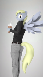 Size: 1080x1920 | Tagged: safe, artist:spinostud, derpy hooves, pegasus, anthro, g4, 3d, clothes, female, looking at you, looking back, looking back at you, solo, source filmmaker