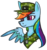 Size: 361x383 | Tagged: safe, artist:star-dragon005, rainbow dash, pegasus, pony, g4, bust, camouflage, cap, dog tags, eyebrows, eyebrows visible through hair, female, gift art, hat, mare, military uniform, one wing out, simple background, smiling, solo, starry eyes, transparent background, wingding eyes, wings