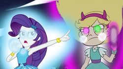 Size: 1024x576 | Tagged: safe, artist:cartoonmasterv3, rarity, equestria girls, equestria girls series, g4, super squad goals, geode of shielding, magical geodes, star butterfly, star vs the forces of evil, svtfoe hater