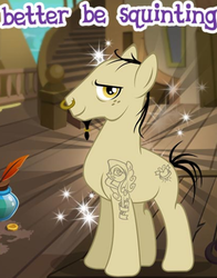 Size: 428x547 | Tagged: safe, gameloft, idw, greasy rust, pony, g4, spoiler:comic, freckles, meme, pirate, tattoo, wow! glimmer