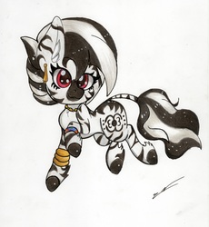 Size: 4919x5353 | Tagged: safe, artist:luxiwind, oc, oc only, oc:ann, pony, zebra, absurd resolution, female, solo, traditional art