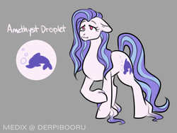 Size: 1200x900 | Tagged: safe, artist:medix, derpibooru exclusive, oc, oc only, oc:amethyst droplet, pony, commission, cutie mark, female, gradient hooves, long mane, reference sheet, simple background, sketch, solo, striped mane, unshorn fetlocks