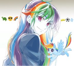 Size: 1906x1719 | Tagged: safe, artist:5mmumm5, rainbow dash, human, pegasus, pony, equestria girls, g4, anime, female, human ponidox, mare, self ponidox