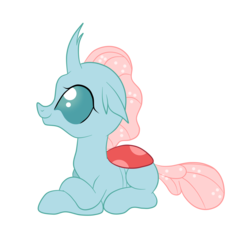 Size: 3000x3000 | Tagged: safe, artist:squipycheetah, ocellus, changedling, changeling, g4, crossed arms, crossed hooves, cute, diaocelles, female, folded wings, happy, high res, looking up, simple background, sitting, smiling, solo, transparent background, transparent mane, wings
