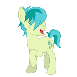 Size: 3000x3000 | Tagged: safe, artist:squipycheetah, sandbar, earth pony, pony, g4, cutie mark, eyes closed, happy, high res, laughing, male, open mouth, raised hoof, simple background, smiling, solo, transparent background