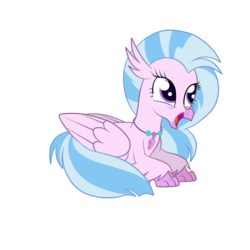 Size: 3000x3000 | Tagged: safe, artist:squipycheetah, silverstream, hippogriff, g4, cute, diastreamies, female, folded wings, happy, high res, jewelry, necklace, open mouth, simple background, sitting, smiling, solo, transparent background, wings