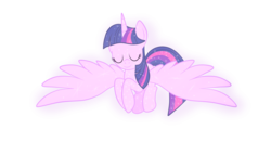 Size: 3902x2043 | Tagged: safe, artist:squipycheetah, tree of harmony, twilight sparkle, alicorn, pony, g4, uprooted, cute, eyes closed, female, high res, large wings, simple background, solo, sparkles, spread wings, transparent background, treelight sparkle, twilight sparkle (alicorn), wings